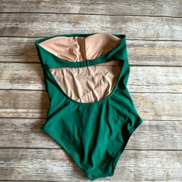 New J. Crew Strapless Swimsuit Swimwear Green M - Picture 3 of 7